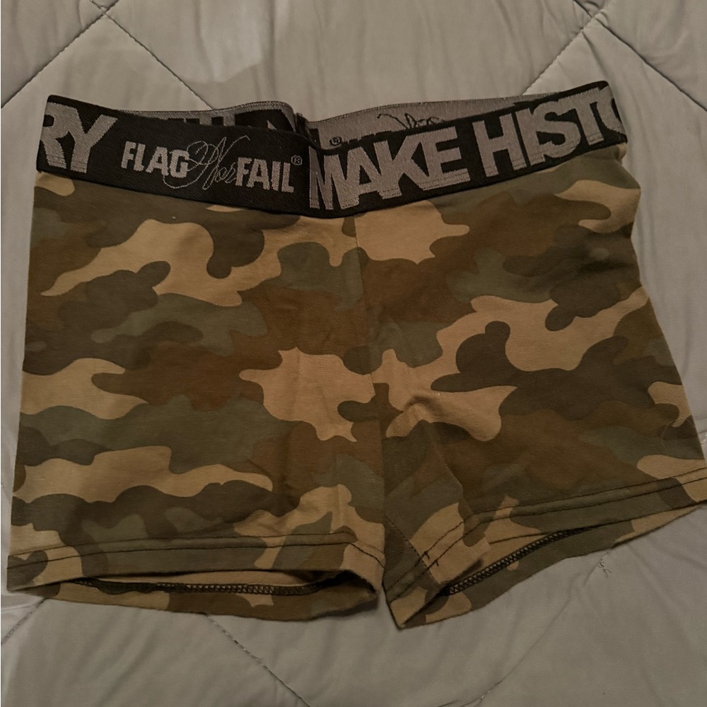 Flag Nor Fail Women's Green Camo Athletic Shorts